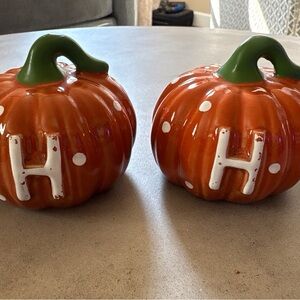 Ceramic Pumpkin Decor with White Polka Dots